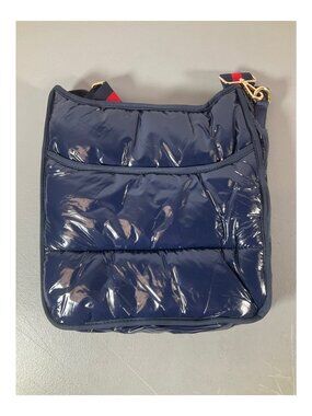 Adorned Liquid Grey Nylon Puffy Crossbody Bag with Stylish Strap